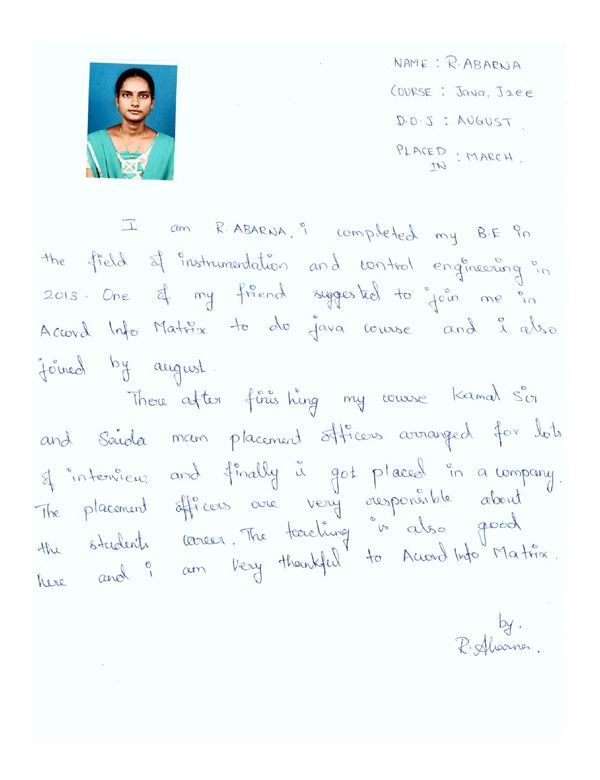 JAVA Student Testimonial