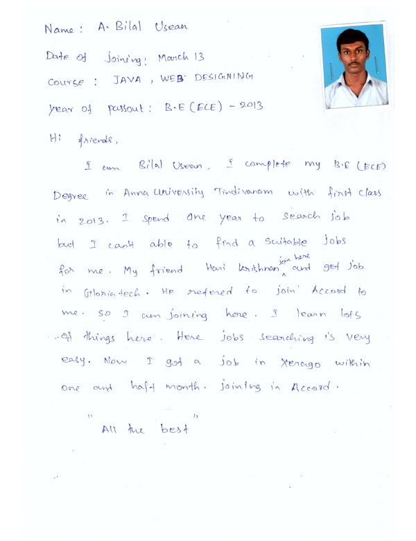 JAVA Student Testimonial