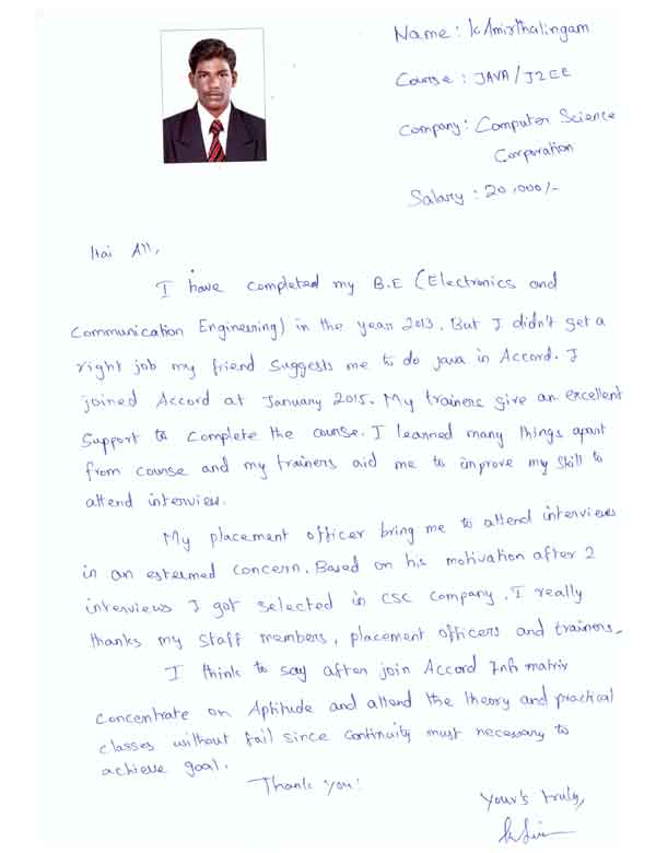 JAVA Student Testimonial