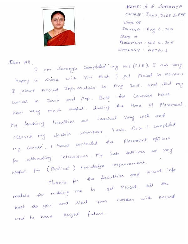 JAVA Student Testimonial