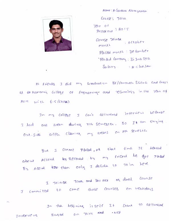 JAVA Student Testimonial