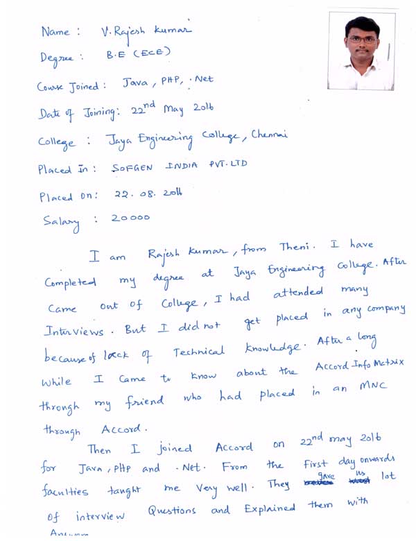 JAVA Student Testimonial