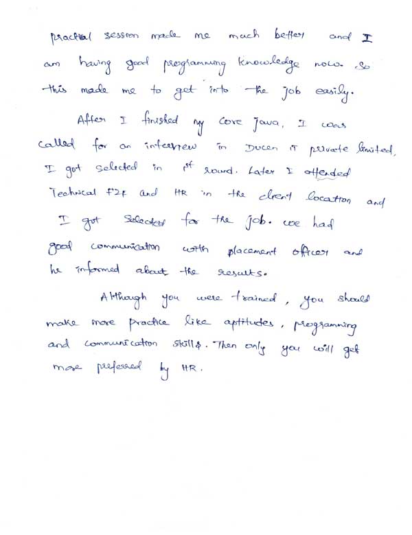 JAVA Student Testimonial