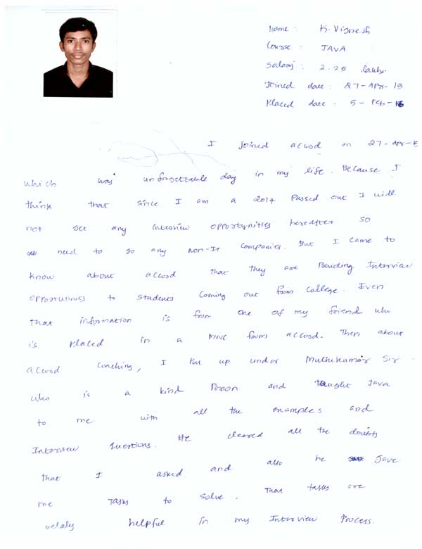 JAVA Student Testimonial