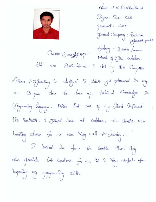 JAVA Student Testimonial