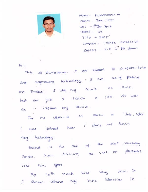 JAVA Student Testimonial