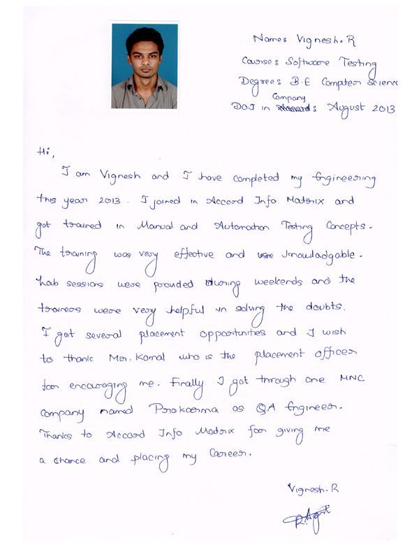 Testing Student Testimonial