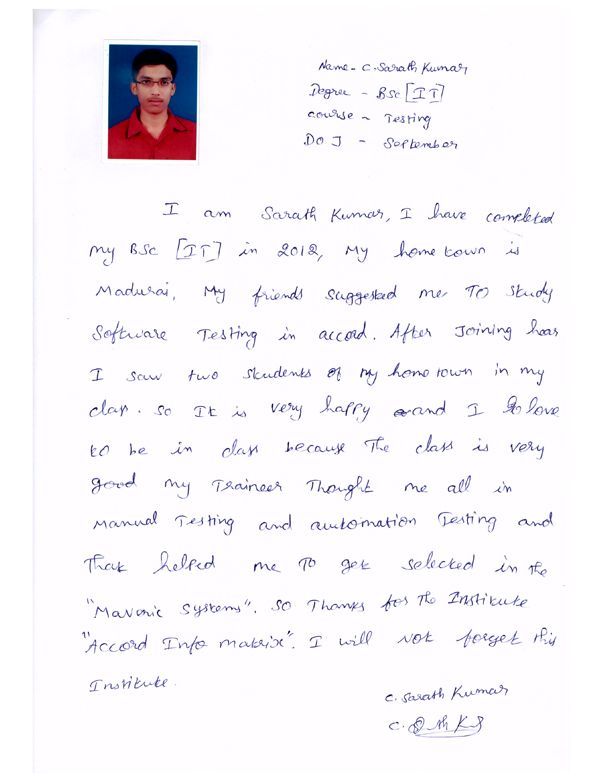 Testing Student Testimonial